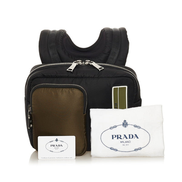 プラダ リュック バックパック ボディバッグ 2VZ044 ブラック カーキ ナイロン メンズ PRADA 【中古】