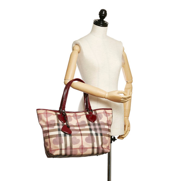 バーバリー ノバチェック ハート ベージュ PVC レザー ハンドバッグ レディース BURBERRY 【中古】