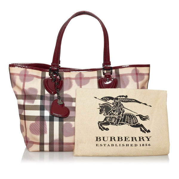 バーバリー ノバチェック ハート ベージュ PVC レザー ハンドバッグ レディース BURBERRY 【中古】