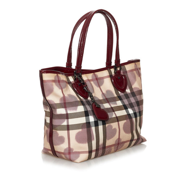 バーバリー ノバチェック ハート ベージュ PVC レザー ハンドバッグ レディース BURBERRY 【中古】