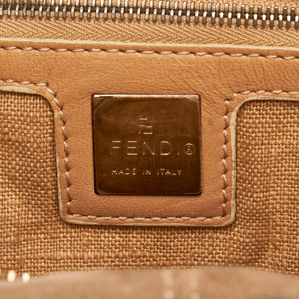 フェンディ FFロゴ トートバッグ ベージュ スウェード レザー レディース FENDI 【中古】