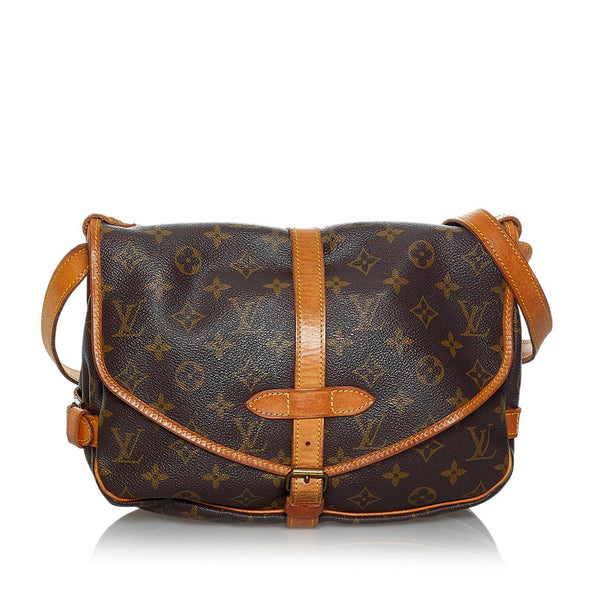ルイ ヴィトン モノグラム ソミュール 30 斜め掛け ショルダーバッグ M42256 ブラウン PVC レザー レディース LOUIS VUITTON 【中古】