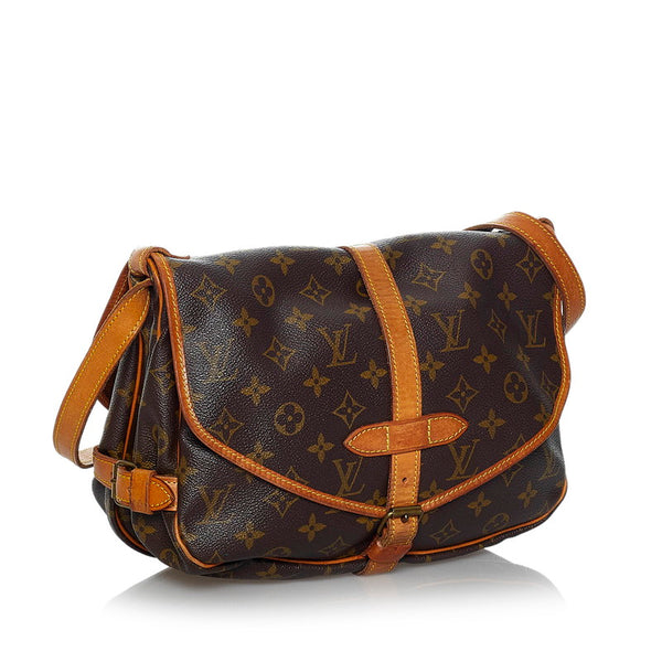 ルイ ヴィトン モノグラム ソミュール 30 斜め掛け ショルダーバッグ M42256 ブラウン PVC レザー レディース LOUIS VUITTON 【中古】