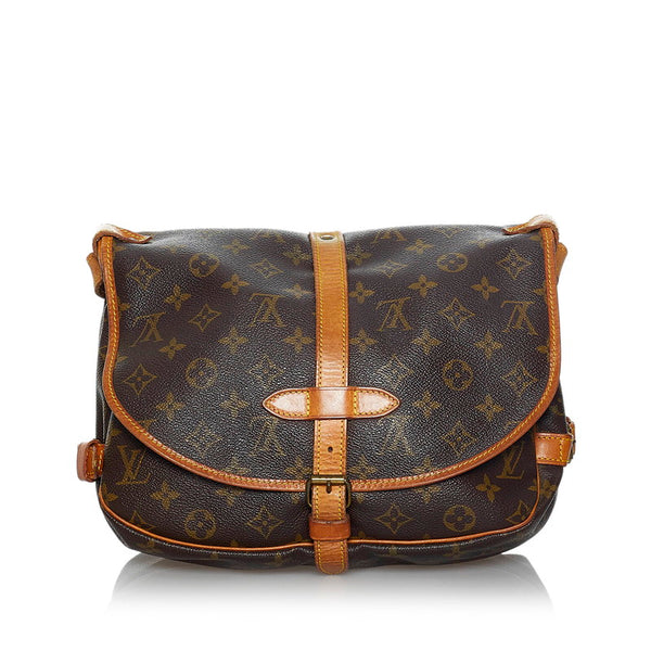 ルイ ヴィトン モノグラム ソミュール 30 斜め掛け ショルダーバッグ M42256 ブラウン PVC レザー レディース LOUIS VUITTON 【中古】
