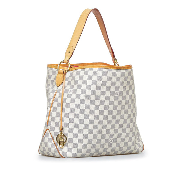 ルイ ヴィトン ダミエ アズール ディライトフルMM ショルダーバッグ N41448 ホワイト PVC レザー レディース LOUIS VUITTON 【中古】