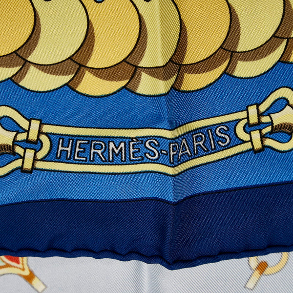 エルメス カレ90 KOSMIMA コスミマ 宇宙 スカーフ ブルー ネイビー マルチカラー シルク レディース HERMES 【中古】
