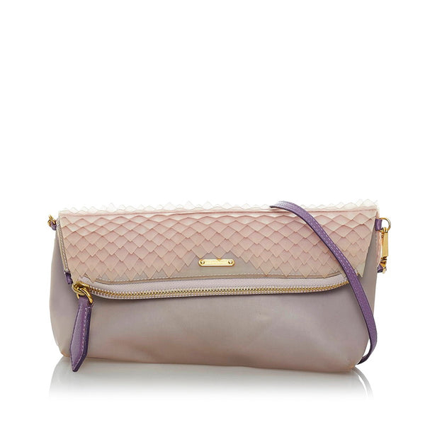 バーバリー プローサム クラッチバッグ ショルダーバッグ 2WAY ピンク  パープル ラバー レザー レディース BURBERRY 【中古】
