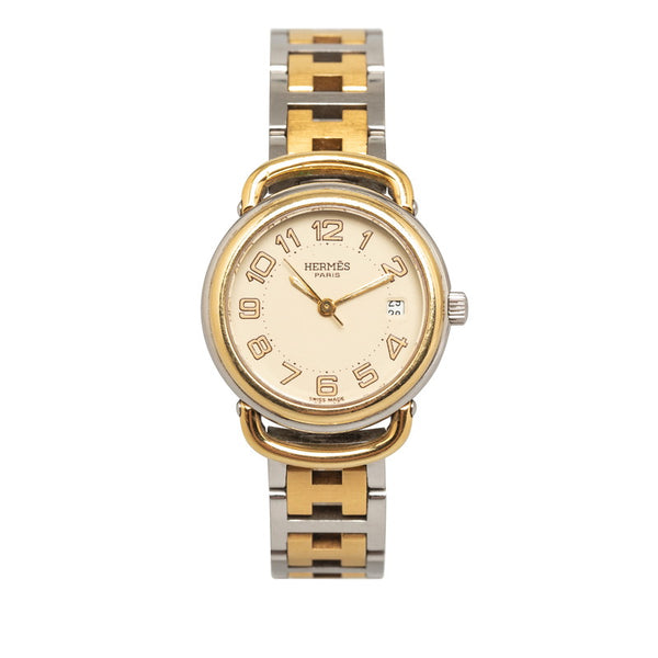 エルメス ブルマン 腕時計 PU2.240 クオーツ アイボリー文字盤 ステンレススチール レディース HERMES 【中古】
