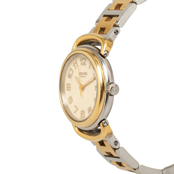 エルメス ブルマン 腕時計 PU2.240 クオーツ アイボリー文字盤 ステンレススチール レディース HERMES 【中古】