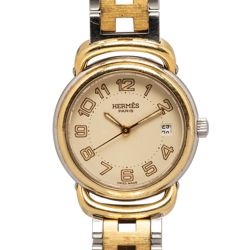 エルメス ブルマン 腕時計 PU2.240 クオーツ アイボリー文字盤 ステンレススチール レディース HERMES 【中古】