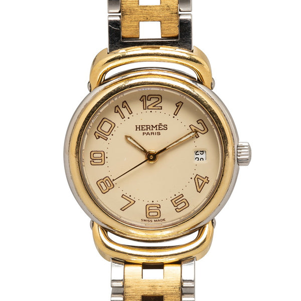 エルメス ブルマン 腕時計 PU2.240 クオーツ アイボリー文字盤 ステンレススチール レディース HERMES 【中古】