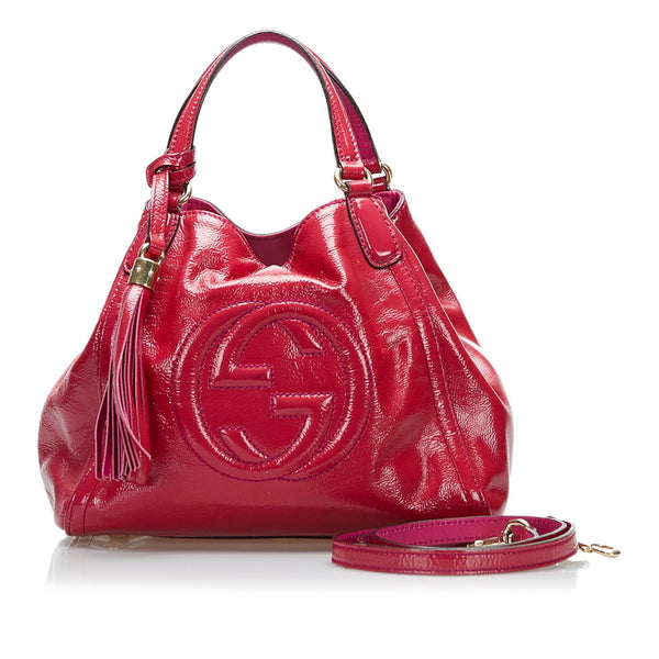 グッチ ソーホー ハンドバッグ ショルダーバッグ 2WAY 336751 ピンク エナメル レディース GUCCI 【中古】