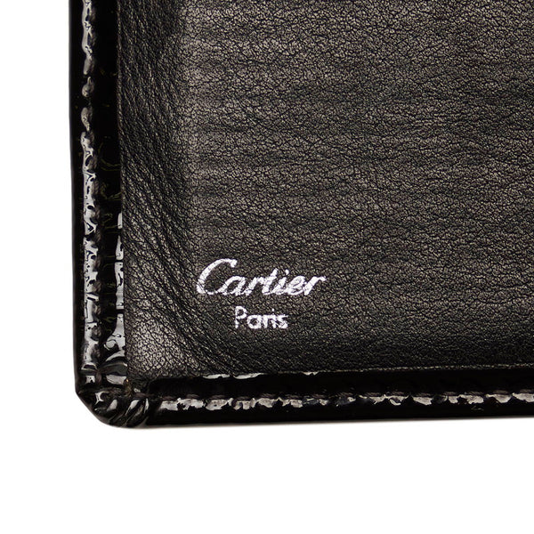 カルティエ ハッピーバースデー ブラック パテントレザー 二つ折り財布 レディース CARTIER 【中古】