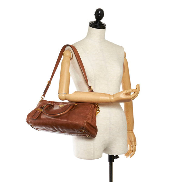 プラダ ハンドバッグ ショルダーバッグ 2WAY BN1849 ブラウン レザー レディース PRADA 【中古】