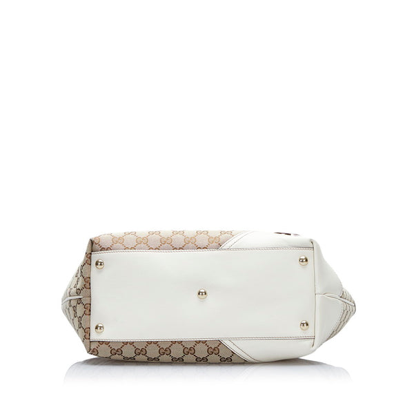 グッチ GGキャンバス ニューブリット トートバッグ ショルダーバッグ 169946 ベージュ ホワイト キャンバス レザー レディース GUCCI 【中古】