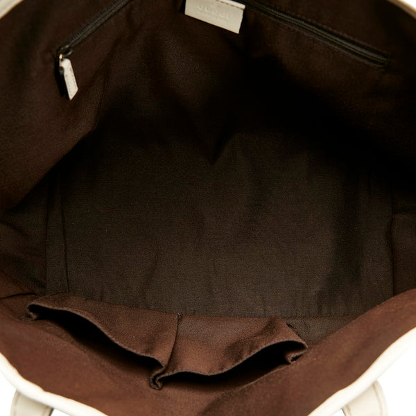 グッチ GGキャンバス ニューブリット トートバッグ ショルダーバッグ 169946 ベージュ ホワイト キャンバス レザー レディース GUCCI 【中古】