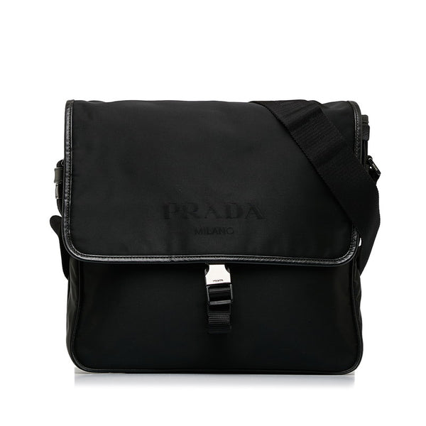 プラダ 三角ロゴプレート ロゴ 斜め掛け ショルダーバッグ VA0951 ブラック ナイロン レザー レディース PRADA 【中古】