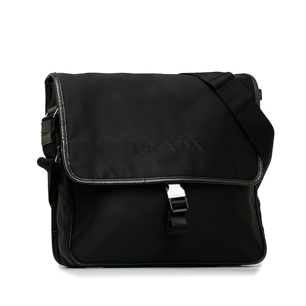 プラダ 三角ロゴプレート ロゴ 斜め掛け ショルダーバッグ VA0951 ブラック ナイロン レザー レディース PRADA 【中古】