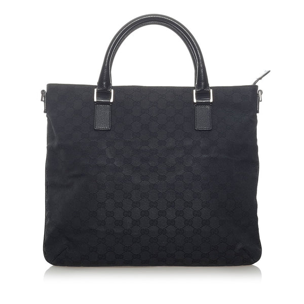 グッチ GGキャンバス トートバッグ 122797 ブラック キャンバス レザー レディース GUCCI 【中古】