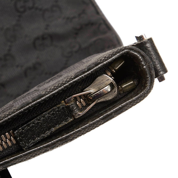 グッチ GGキャンバス トートバッグ 122797 ブラック キャンバス レザー レディース GUCCI 【中古】