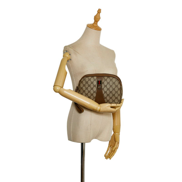 グッチ GGスプリーム アクセサリーコレクション オールドグッチ シェリー クラッチバッグ 89 01 034 ベージュ ブラウン PVC レザー レディース GUCCI 【中古】