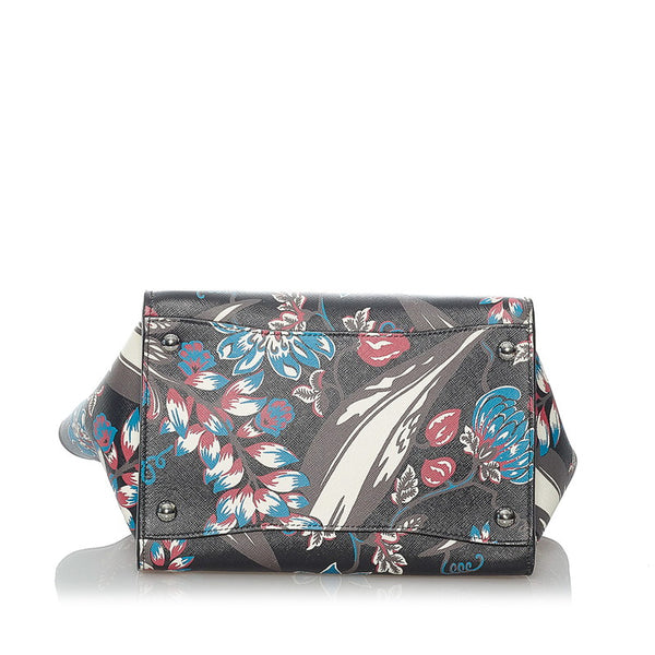プラダ サフィアーノ B2625P ブラック ブルー レザー ハンドバッグ ショルダーバッグ 2WAY レディース PRADA 【中古】