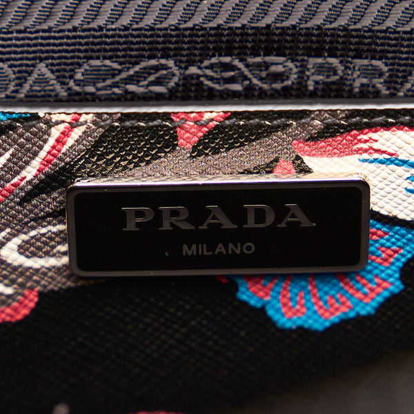 プラダ サフィアーノ B2625P ブラック ブルー レザー ハンドバッグ ショルダーバッグ 2WAY レディース PRADA 【中古】
