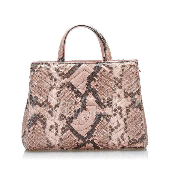 グッチ GGマーモント ハンドバッグ ショルダーバッグ2WAY 448054 ピンク ベージュ パイソン レディース GUCCI 【中古】