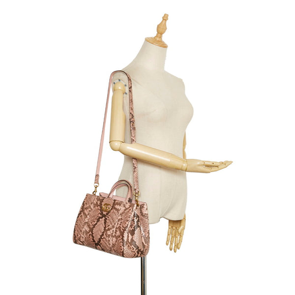 グッチ GGマーモント ハンドバッグ ショルダーバッグ2WAY 448054 ピンク ベージュ パイソン レディース GUCCI 【中古】