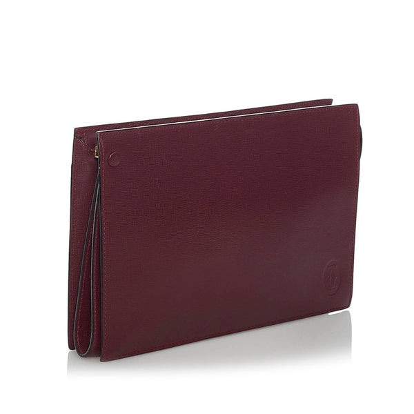 カルティエ セカンドバッグ ボルドー レザー メンズ CARTIER 【中古】