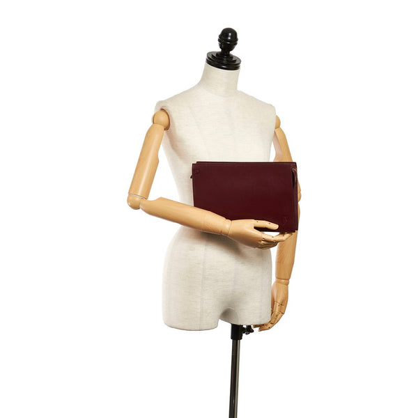 カルティエ セカンドバッグ ボルドー レザー メンズ CARTIER 【中古】