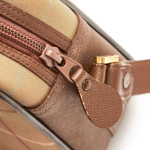 バーバリー チェック ショルダーバッグ 斜め掛け カーキ キャンバス レザー メンズ BURBERRY 【中古】