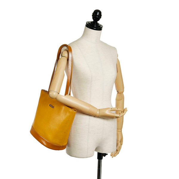 バーバリー ノバチェック シャドーホース ショルダーバッグ トートバッグ イエロー ブラウン レザー レディース BURBERRY 【中古】