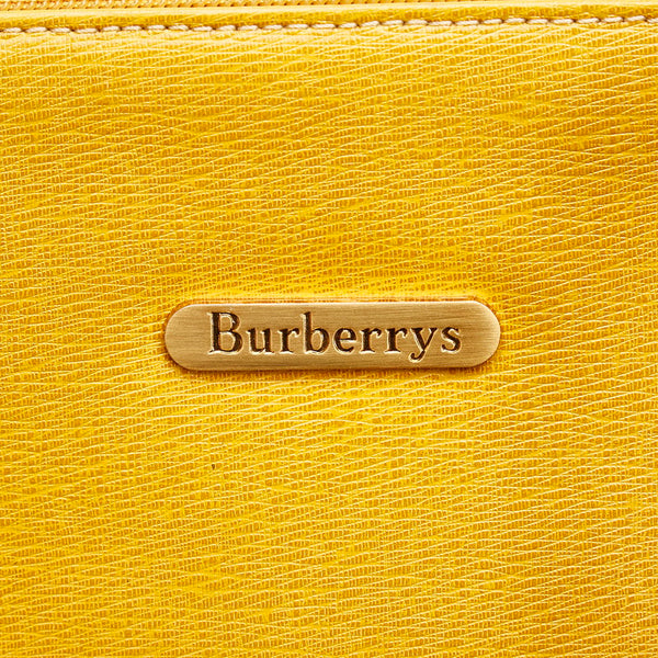 バーバリー ノバチェック シャドーホース ショルダーバッグ トートバッグ イエロー ブラウン レザー レディース BURBERRY 【中古】