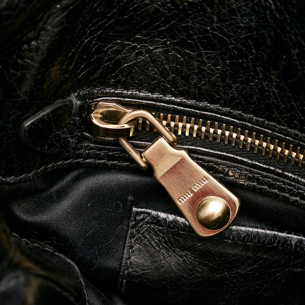 ミュウミュウ ハンドバッグ ショルダーバッグ 2WAY ブラック レザー レディース MIUMIU 【中古】