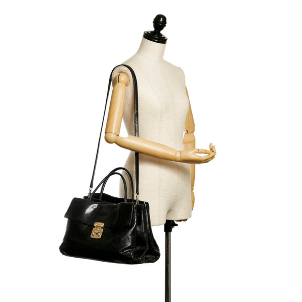 ミュウミュウ ハンドバッグ ショルダーバッグ 2WAY ブラック レザー レディース MIUMIU 【中古】