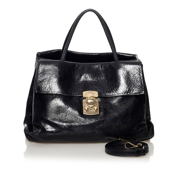 ミュウミュウ ハンドバッグ ショルダーバッグ 2WAY ブラック レザー レディース MIUMIU 【中古】