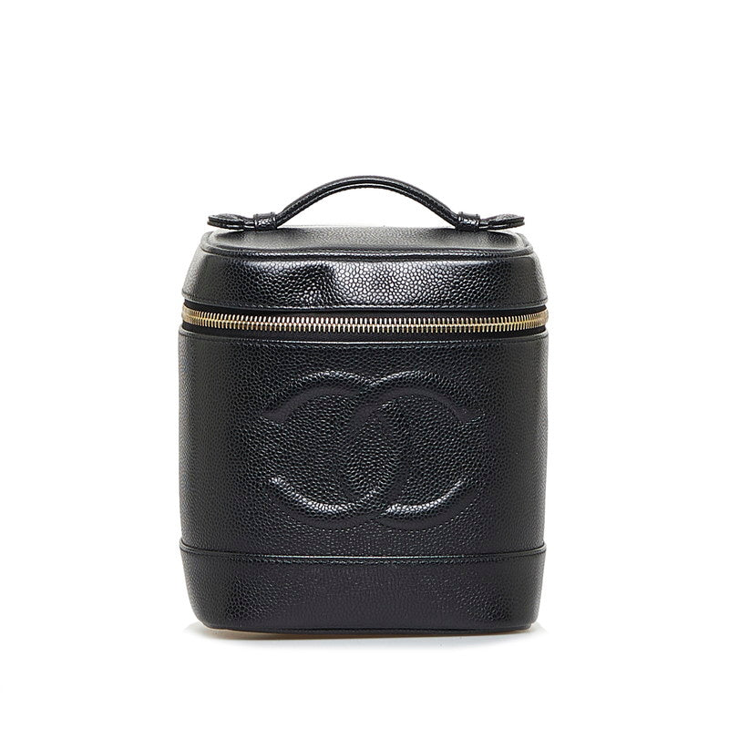 シャネル ココマーク ハンドバッグ バニティバッグ ブラック ゴールド キャビアスキン レディース CHANEL 【中古】