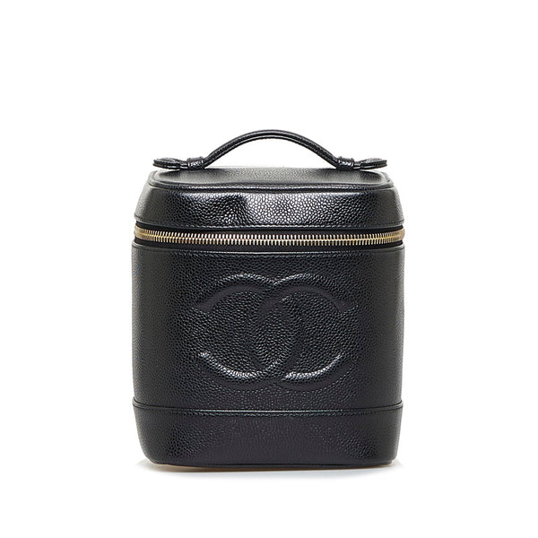 シャネル ココマーク ハンドバッグ バニティバッグ ブラック ゴールド キャビアスキン レディース CHANEL 【中古】