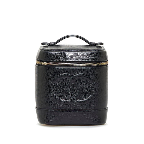 シャネル ココマーク ハンドバッグ バニティバッグ ブラック ゴールド キャビアスキン レディース CHANEL 【中古】