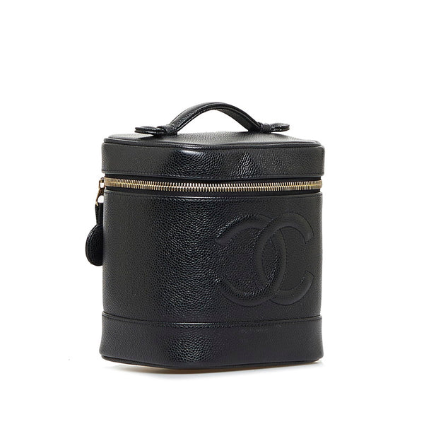 シャネル ココマーク ハンドバッグ バニティバッグ ブラック ゴールド キャビアスキン レディース CHANEL 【中古】
