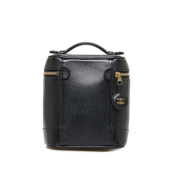 シャネル ココマーク ハンドバッグ バニティバッグ ブラック ゴールド キャビアスキン レディース CHANEL 【中古】