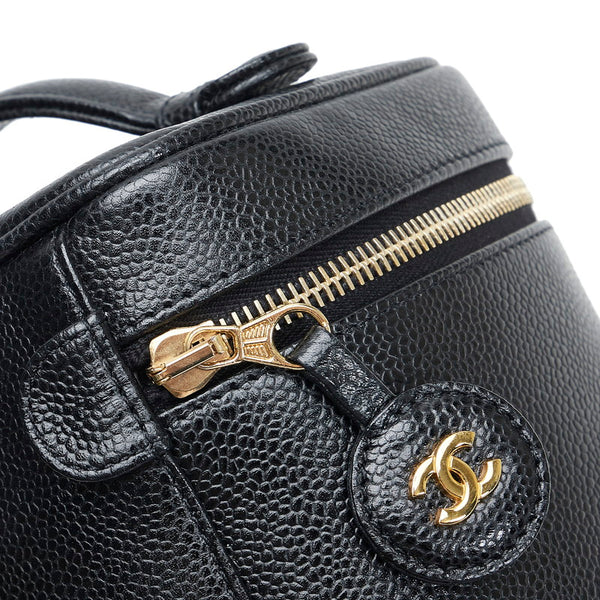 シャネル ココマーク ハンドバッグ バニティバッグ ブラック ゴールド キャビアスキン レディース CHANEL 【中古】