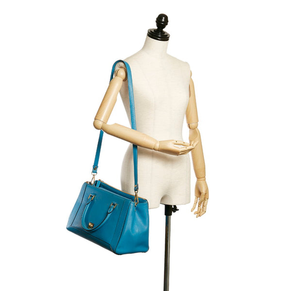 エム シー エム ハンドバッグ ショルダーバッグ 2WAY ブルー レザー レディース MCM 【中古】