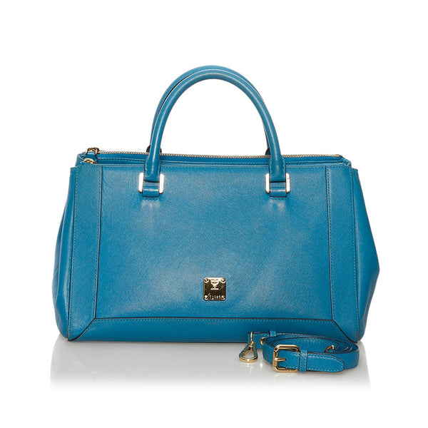 エム シー エム ハンドバッグ ショルダーバッグ 2WAY ブルー レザー レディース MCM 【中古】