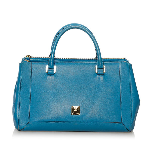 エム シー エム ハンドバッグ ショルダーバッグ 2WAY ブルー レザー レディース MCM 【中古】