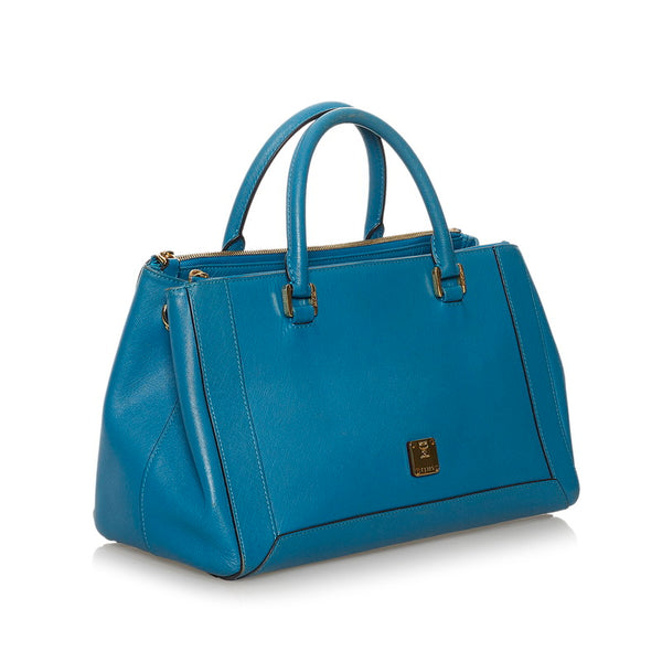 エム シー エム ハンドバッグ ショルダーバッグ 2WAY ブルー レザー レディース MCM 【中古】