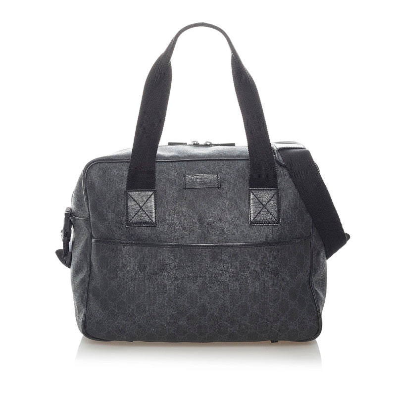 グッチ GGスプリーム ハンドバッグ ショルダーバッグ 2WAY 170058 ブラック ダークグレー PVC レディース GUCCI 【中古】