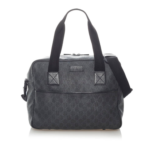 グッチ GGスプリーム ハンドバッグ ショルダーバッグ 2WAY 170058 ブラック ダークグレー PVC レディース GUCCI 【中古】