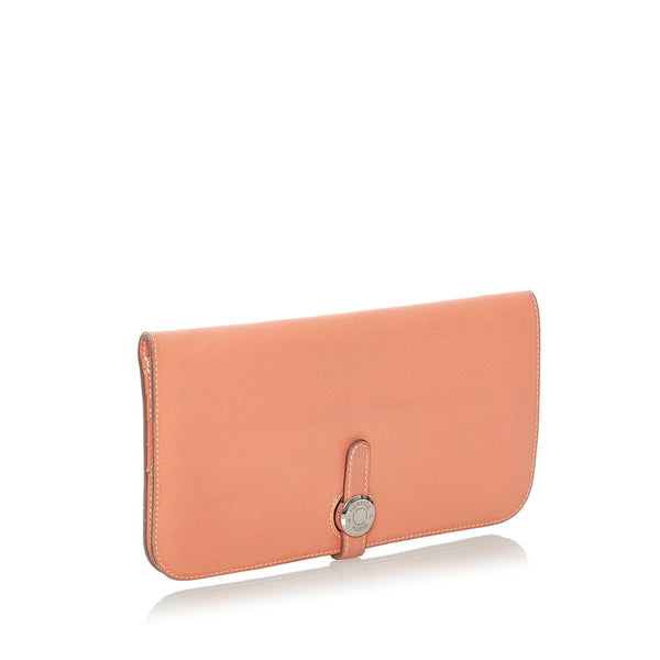 エルメス ドゴンロング  長財布 クレヴェット  レザー レディース HERMES 【中古】